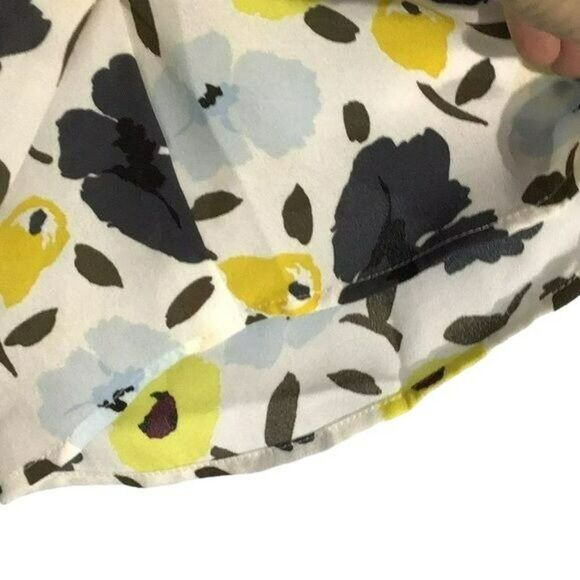 Ann Taylor Floral Top High-Low Hem Yellow Blue S - Picture 2 of 5